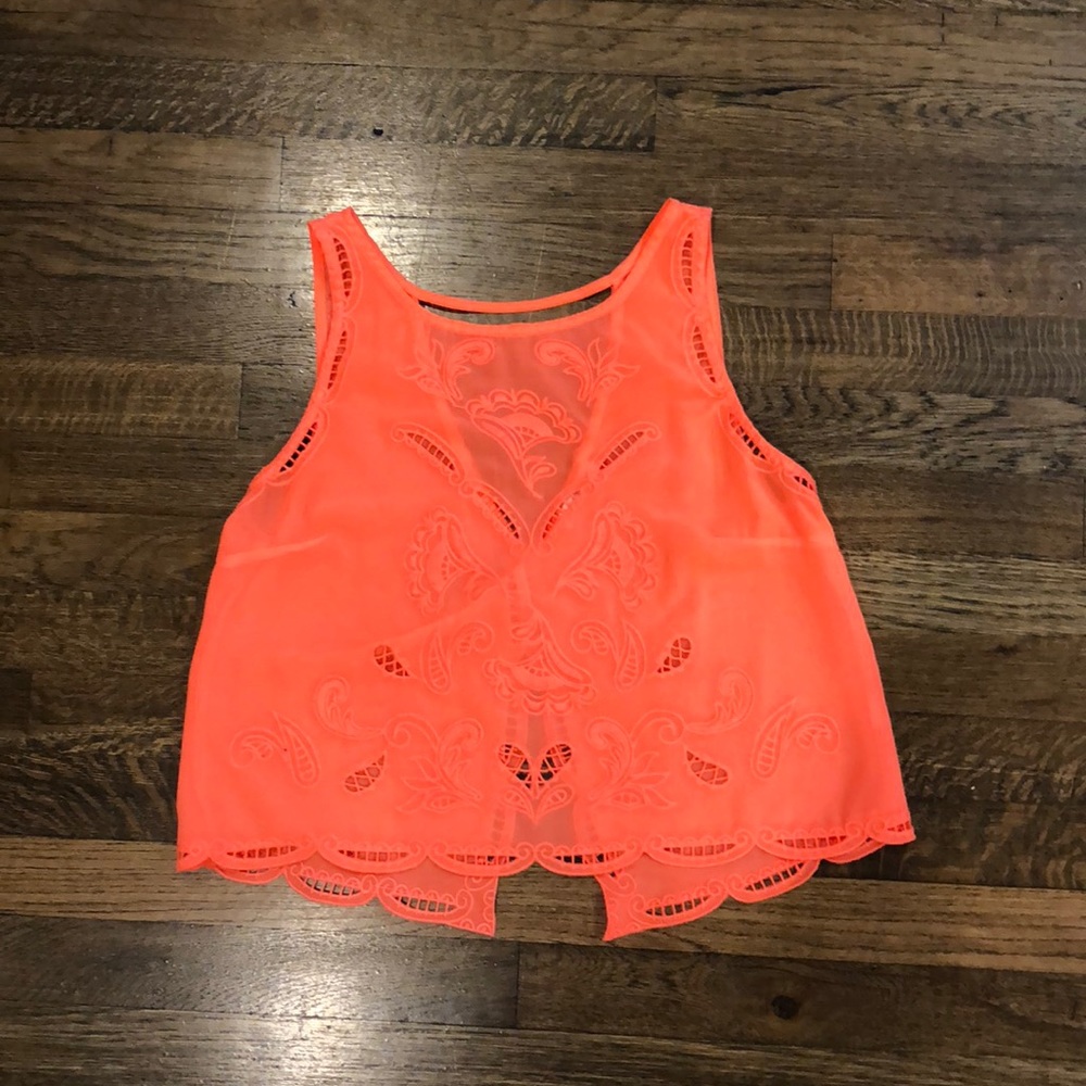 Interi Bright Orange Eyelet Tank